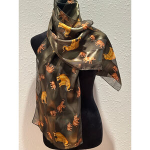 Women's Unbranded Brown Gold Elephant Print Scarf One Size
